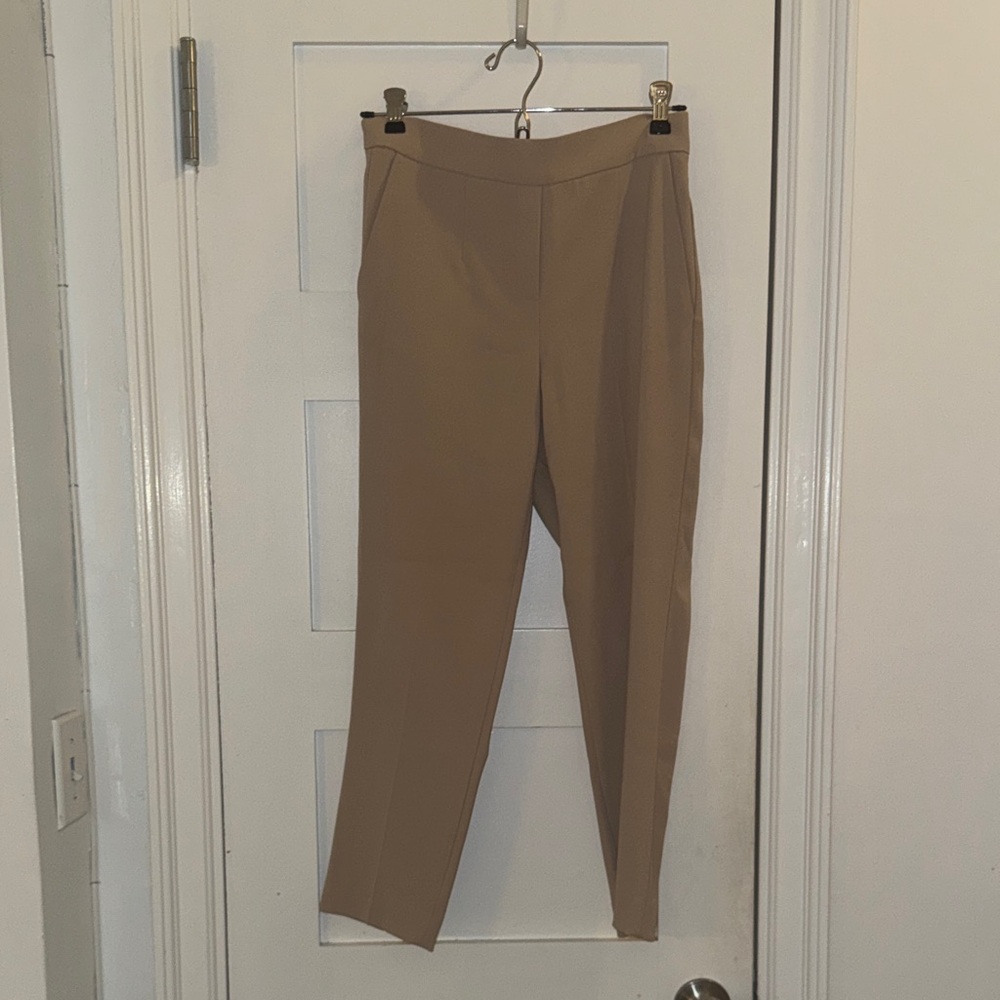 Stylish Pull On Tan Straight Leg Ankle Trousers